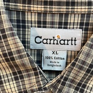 Carhartt Casual Button Down Shirt Black and Tan size xl